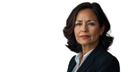 Confident senior businesswoman posing on transparent background