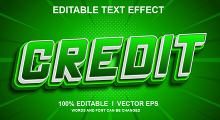  credit vector text effect with modern style design