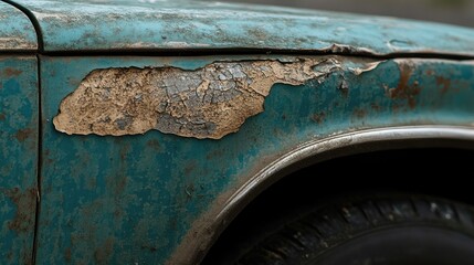 Close-up of a scuffed car door edge, with minor paint chipping from a small accident.
