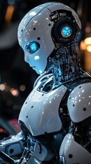 Advanced Robotic Female Android Close Up Portrait