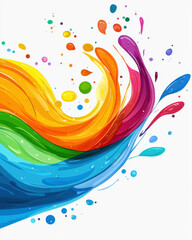 Colorful splash of paint with vibrant flowing waves and droplets