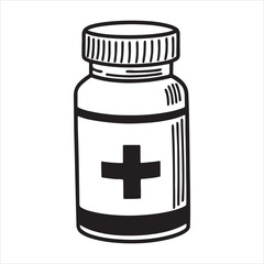 Pill Container Icon – Prescription & Medication Vector