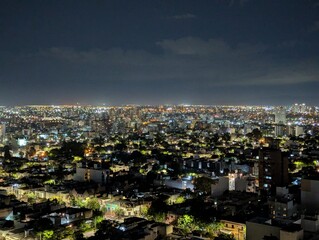 Fototapeta premium Panoramic night view of Cordoba from the tower of the Cardinales Cofico complex. Argentina