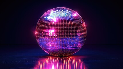 Obraz premium A vibrant mirrored disco ball reflects light