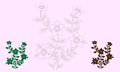 vector Colorful Flowers and plants Bundle, kids and adults flower vector illustration element