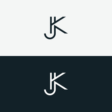 Abstract Unique Letter JK KJ Initial Based Stylish Line Logo Design Vector.
