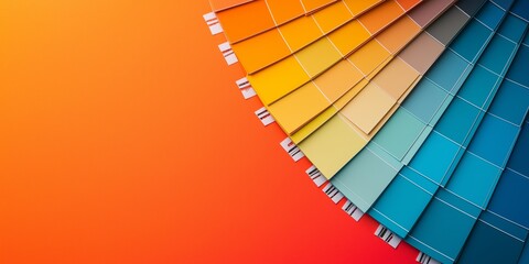 A vibrant array of paint swatches showcases a color palette.