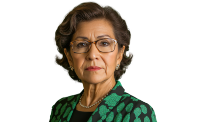 Senior hispanic businesswoman posing on transparent background