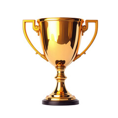 Golden trophy cup on transparent background