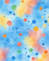 Colorful watercolor splatter pattern with vibrant circles and soft hues