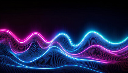 neon glowing line waves electric light effect
