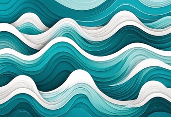 Abstract Teal and White Wave Pattern Design