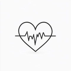 Heart symbol with heartbeat line illustrating the concept of health and wellness in a minimalist design