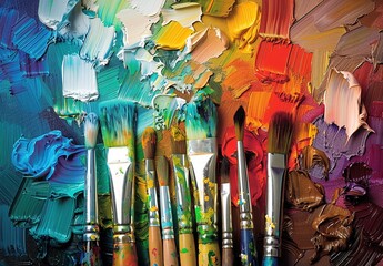 brushes and palette	