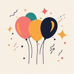 Colorful Balloons Floating Upwards Against A Light Background