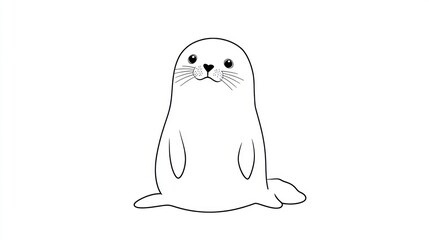 Adorable seal pup sitting, arctic background, children's book illustration