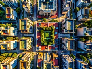 Obraz premium Monochromatic Aerial Cityscape: Minimalist Drone Photography