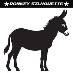 Black and white donkey silhouette vector illustration.