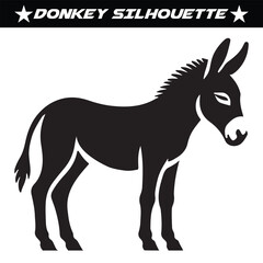 Black and white donkey silhouette vector illustration.