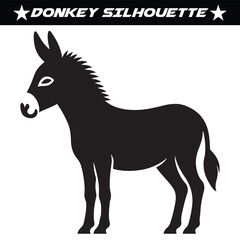 Black and white donkey silhouette vector illustration.