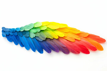 Fototapeta premium A set of rainbow-colored wings isolated on a white background, symbolizing freedom and positivity.
