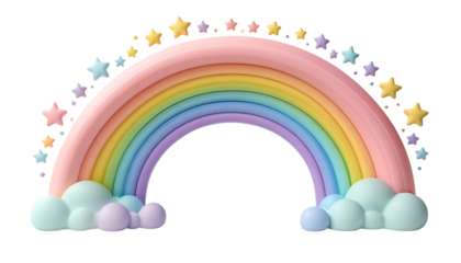3D illustration of a pastel-colored rainbow png