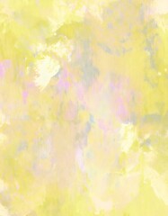 Obraz premium Yellow abstract painting creating a textured background with pink and gray brushstrokes