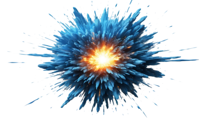 Bright blue explosion with dynamic energy burst png 