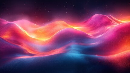 Vibrant Neon Wave in Dark Setting Smooth Curves Colorful Lighting Minimalist Composition