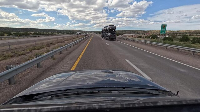 Time Lapse Car Hauler on Freeway