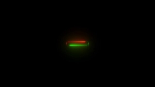 Brown and green color glow neon minus icon animation