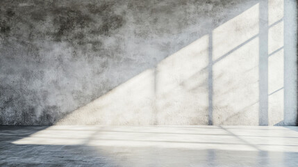 Modern spacious office interior with grey wall and natural light creating a minimalist ambiance