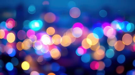 Obraz premium Colorful lights blend together, creating a mesmerizing atmosphere in the bustling city during nighttime