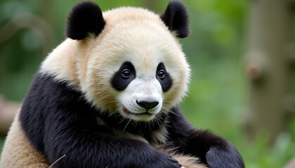 Obraz premium Delightful panda image celebrating National Panda Day, aimed at increasing awareness and affection for wildlife and conservation initiatives.