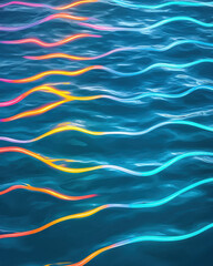 Fototapeta premium Colorful light streaks reflecting in water create vibrant scene