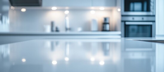 Modern Kitchen Countertop Reflection: Clean Minimalist Design