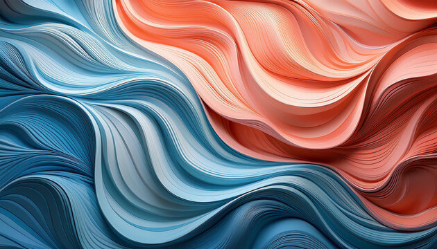 cool blue and warm coral wallpaper with swirling patterns and mild