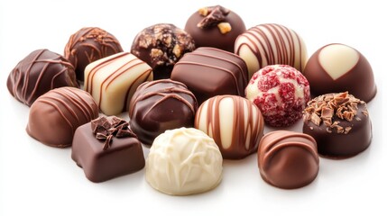 Assorted gourmet chocolate truffles with nuts and berry toppings