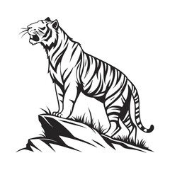 Majestic black and white tiger illustration