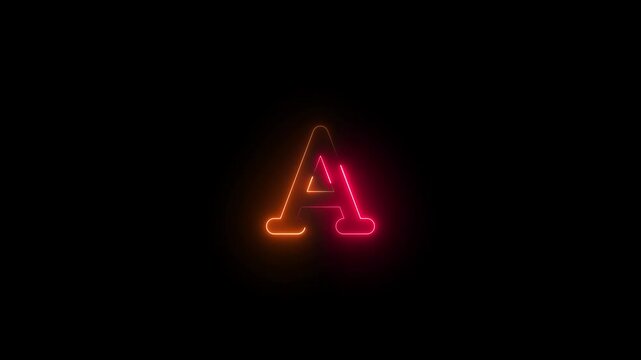 Brown and red color glow neon font icon animation