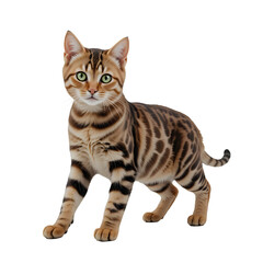 Naklejka premium Bengal Cat Isolated on Transparent Background – Exotic and Playful Feline Photography