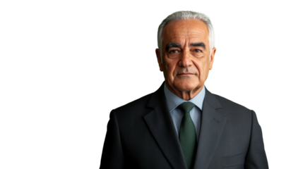 Senior businessman posing with transparent background