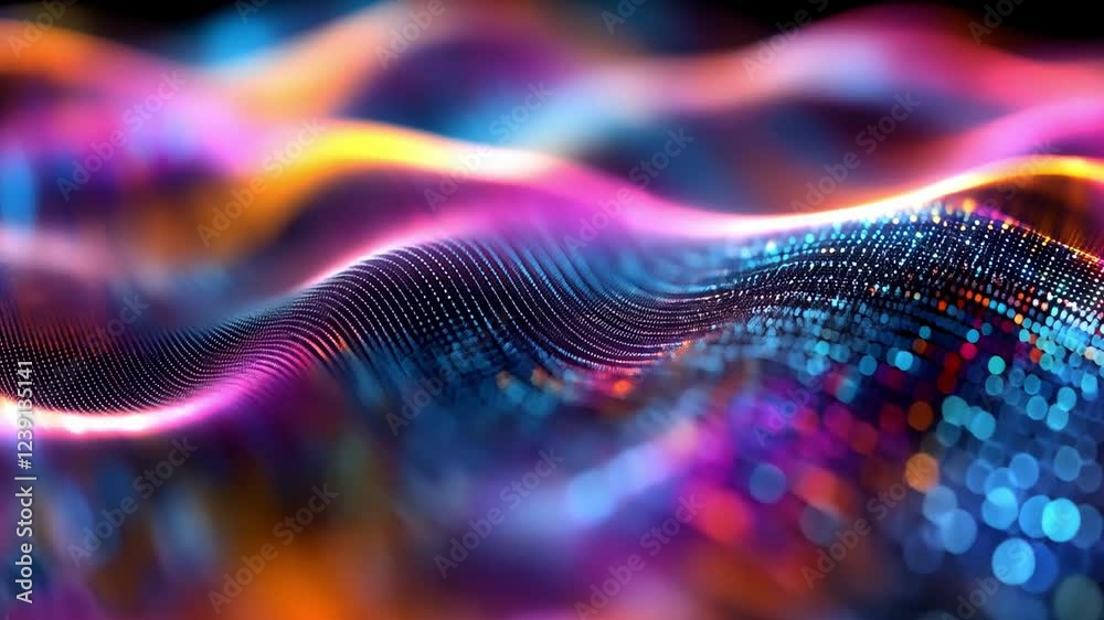 Poster colorful abstract waves in vibrant patterns showcasing dynamic movement and depth in 4k resolution