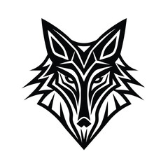 Fototapeta premium Stylized Tribal Coyote Head Tattoo An Abstract Canine Ink Graphic For Body