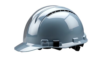 Fototapeta premium High-quality image of a light grey hard hat, safety helmet, construction helmet, isolated on white background. Perfect for construction, safety, and industrial themes.