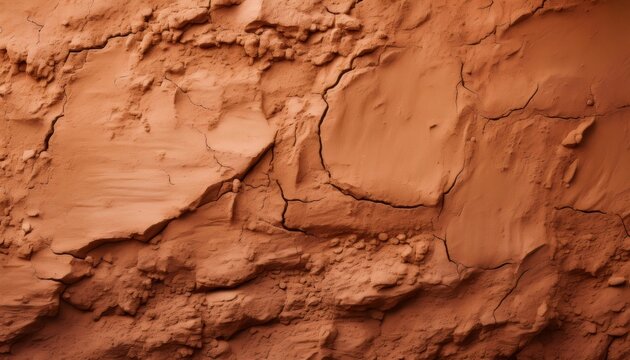 Cracked dry red clay creating a textured surface with deep fissures