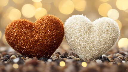 Obraz premium Attributes of lovers. Hearts, flowers, candles.