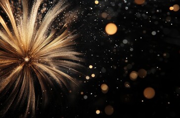 Obraz premium Sparkling Gold Explosion with Shimmering Particles on a Dark Background for Celebratory Events and Festive Occasions