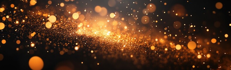Obraz premium Sparkling Golden Particles Creating a Dreamy and Magical Background for Creative Projects, Celebrations, and Promotional Materials