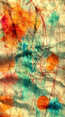 Colorful abstract background with intersecting lines and circles creating a dynamic composition